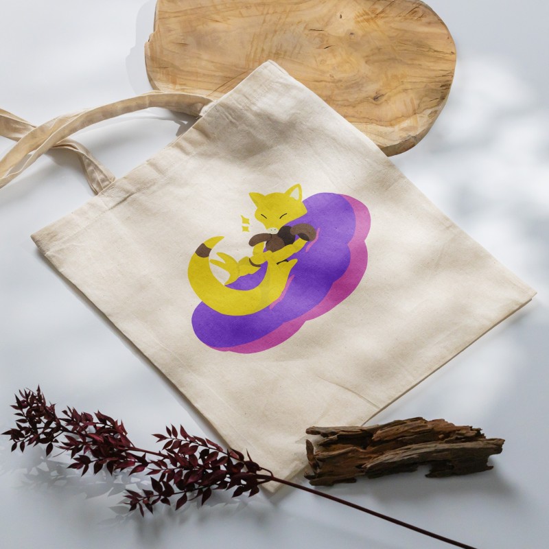 Sleeping Abra Tote Bag - Eco-Friendly Canvas Bag (Natural or Black Color)