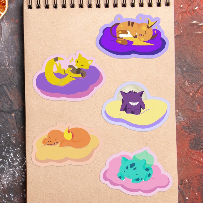 Sleepy Poke Stickers Set